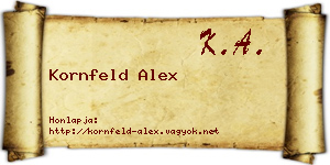 Kornfeld Alex névjegykártya